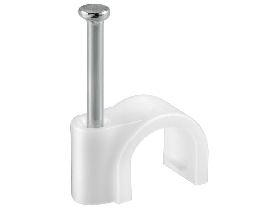 Kabelsøm-clips - Rund Ø5mm, Hvid (100 stk. box)