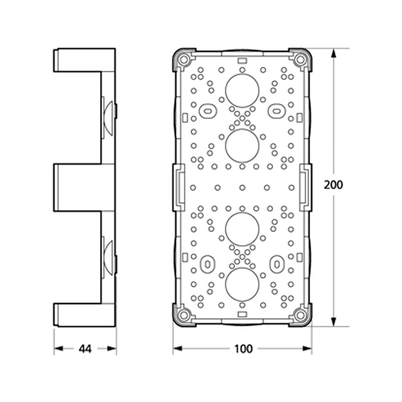 Flerepolet kombikasse bund 100 x 200 mm