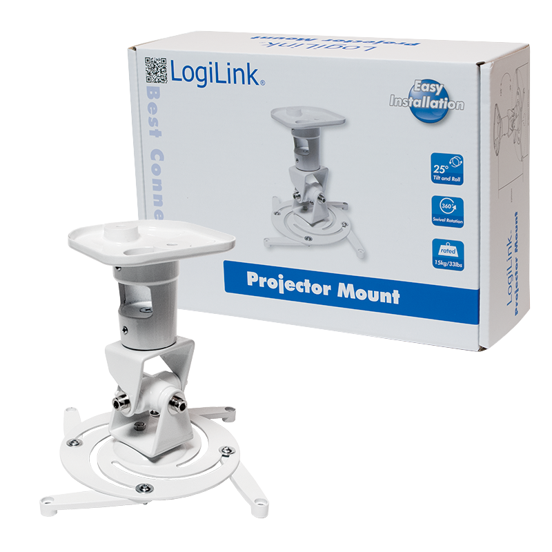 PC projektor loftbeslag - Maks. 15kg, Hvid