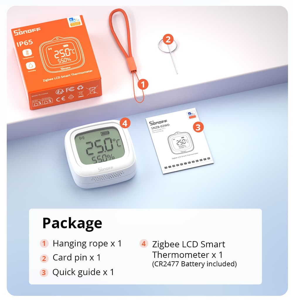ZigBee SNZB-02WD - Temperatur- og Fugtighedssensor