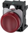 Indikatorlys 22 mm rund plastik rød glat linse med holder LED modul 3SU1102-6AA20-1AA0