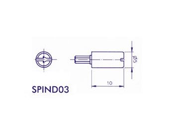 Spindel til lille trimmepotmeter - Ø5 x 10mm, hvid