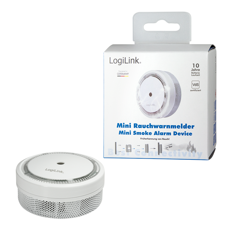 Mini røgalarm - 10 års batteritid, LED, VdS-godkendt