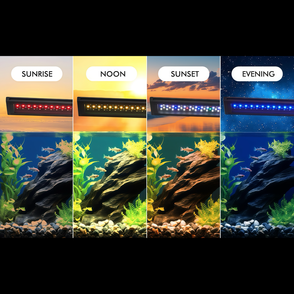 30 cm LED akvarielampe med RGBW lys, 18W effekt og timer - 230V input