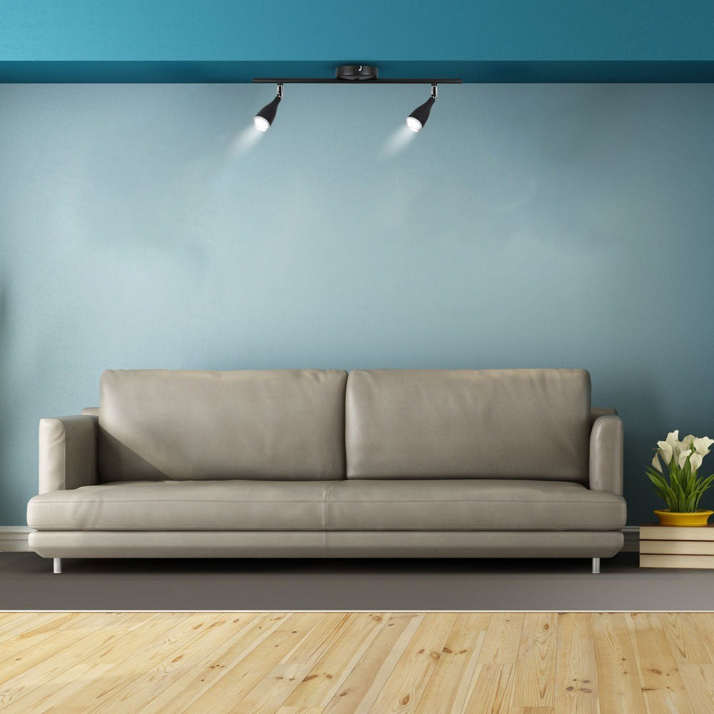 9W LED Væglampe med 2 Hoveder, 3000K, Sort - V-Tac Pro Serie (3 års garanti)