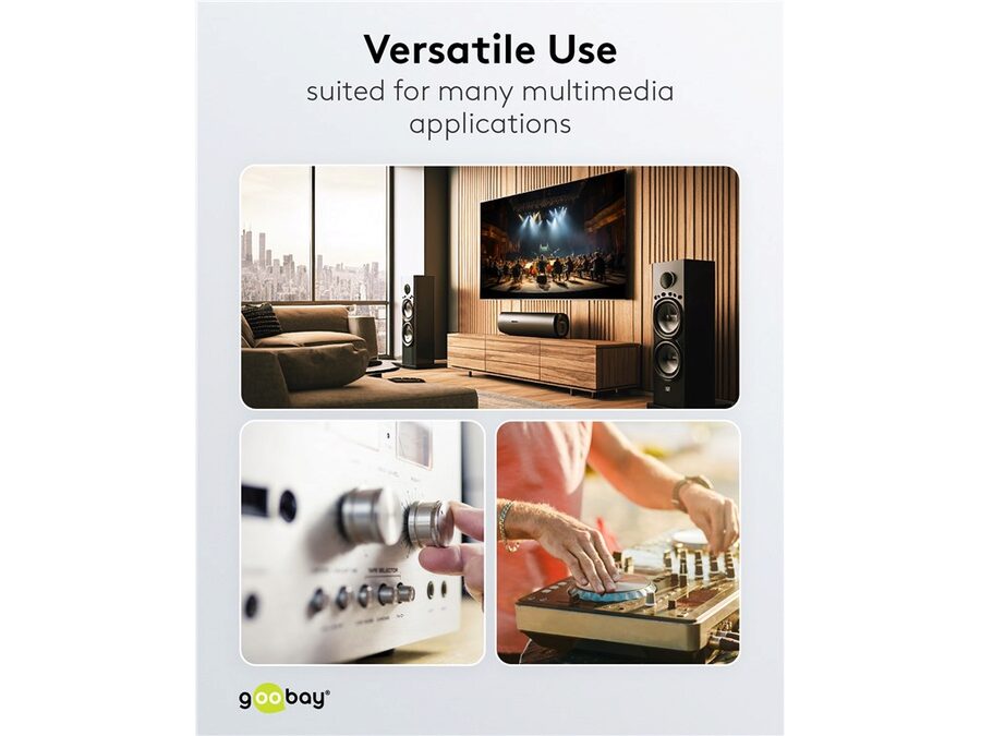 Stereo RCA(Phono) kabel, tekstilkappe (1m)