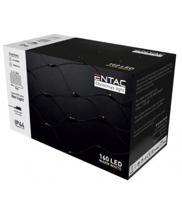 2 x 1,5 meter udendørs LED julelyskædenet - IP44, 230V, 160 LED, varm hvid