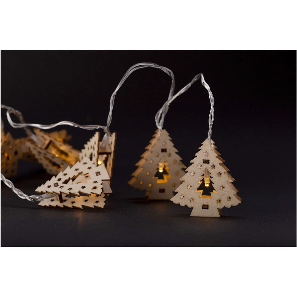 Varmhvid indendørs julelyskæde med 10 LED til batteri - passer til 165 cm højt træ