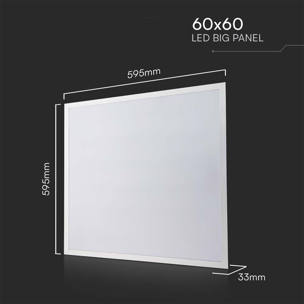 V-Tac 60x60 LED panel - 40W, 120lm/W, 5 års garanti, hvid kant