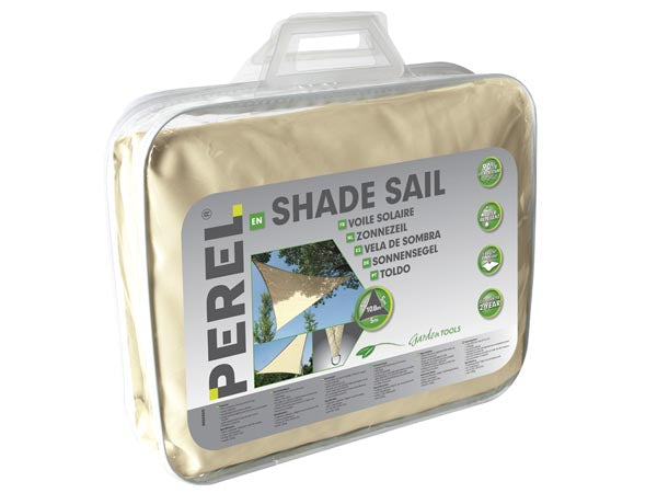 Trekantet solsejl - 5 x 5 x 5m, CREMEHVID