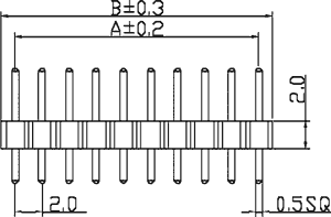 Dobbelt-række Pin header - Han/han, 2mm, 2x20 pin