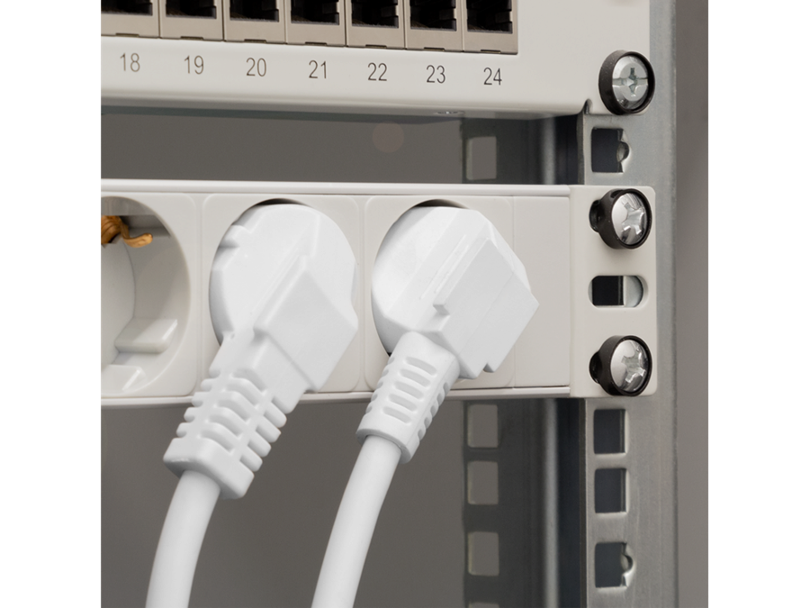 19" El-rackpanel - 9 x CEE7/3 hun, ON/OFF kontakt, Grå (2m)