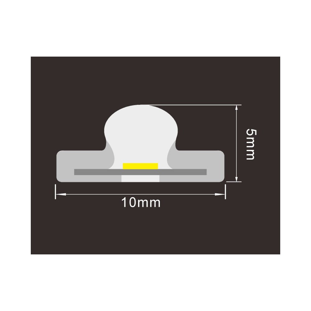 Vandtæt slim COB strip med 296 LED, 10W/m, IP67, 230V, tape bagpå - 5 meter