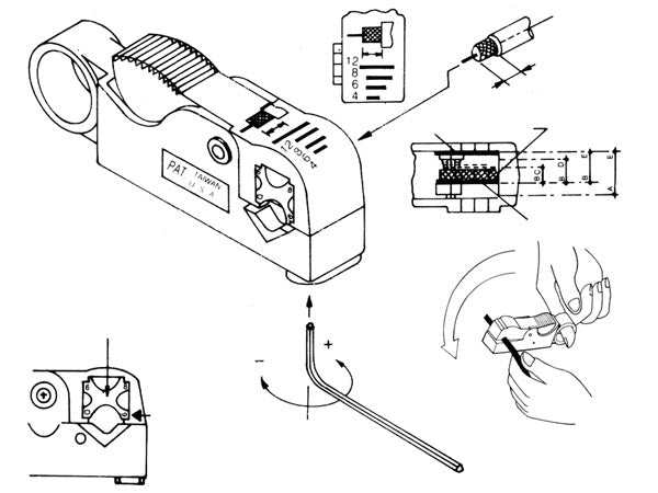 COAX afisoleringstang - Til RG58 / 59 / 62 / 6 / 3C2V,...