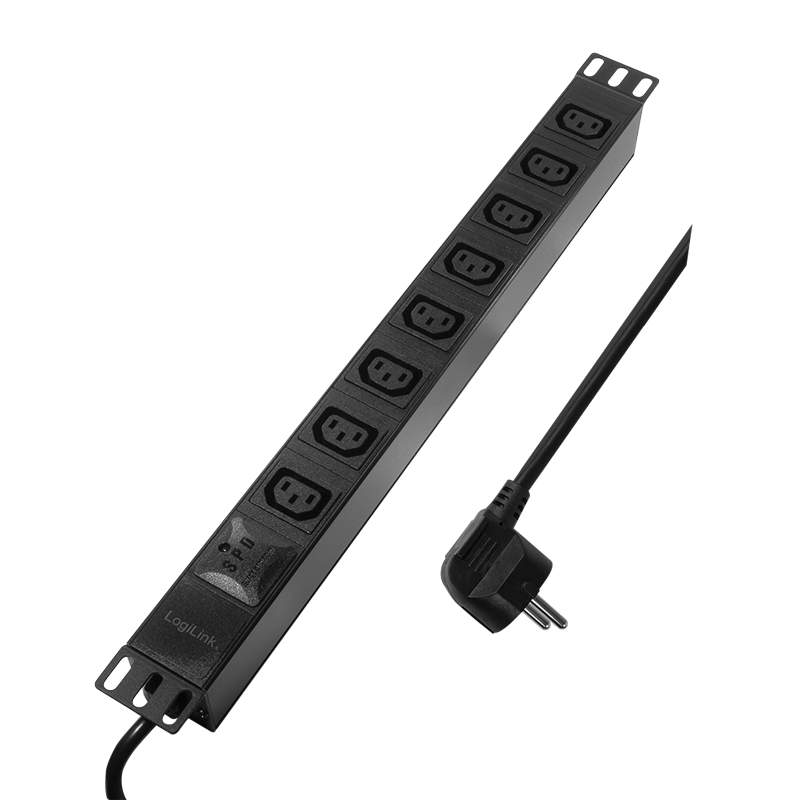 19" El-rackpanel - 8 x C13 (IEC320) hun, Sort (2m)