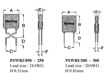 PTC genskabende sikring - 1,1-2,2A / 30VDC