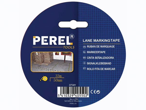 Banemarkeringstape - 50mm x 33M, GUL/SORT