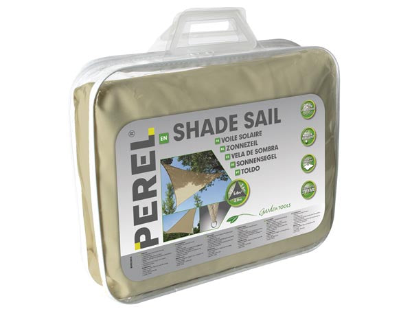 Trekantet solsejl - 3,6 x 3,6 x 3,6m vandgennemtræng., BEIGE