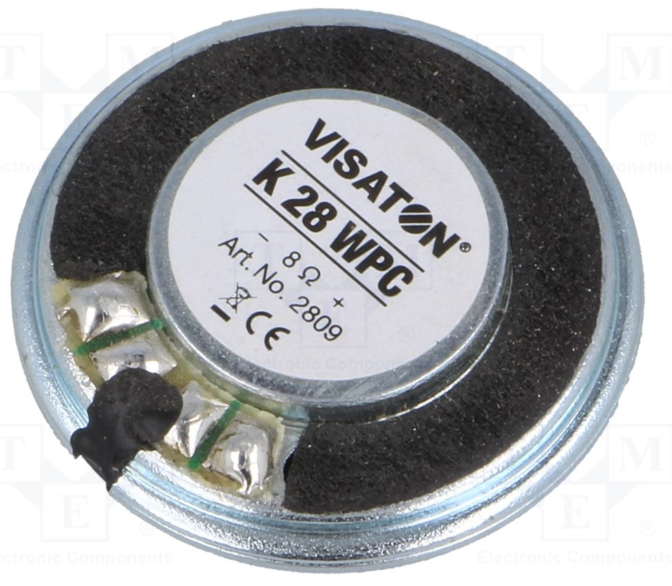 Miniature højttalerelement - 1W, 8ohm, Ø28x5,5mm