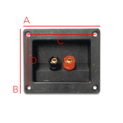 Højttaler skrueterminal - 2 x skrue, Guld, Rektangulær