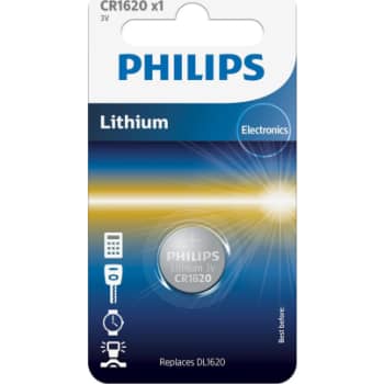 PHILIPS Lithium knapcellebatteri, CR1620,1 stk.