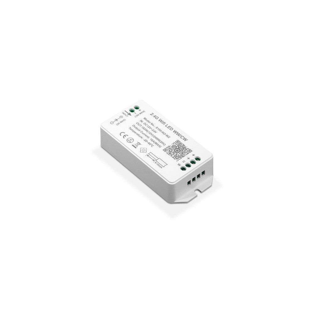 WiFi CCT controller - Tuya Smart/Smart Life, uden fjernbetjening, kompatibel med Google Home/Alexa, 12V (120W), 24V (240W) - Indgang: 12V-24V