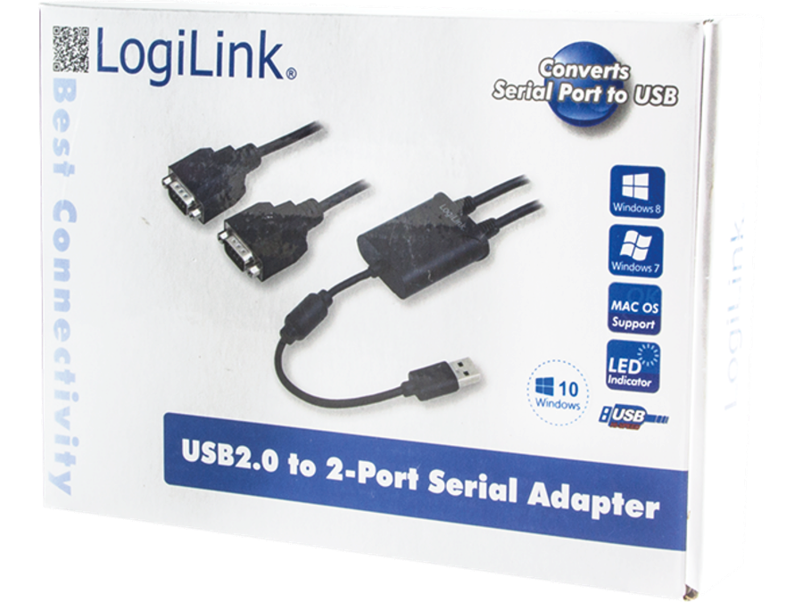 USB 2.0 til 2 x Seriel RS232 konverter