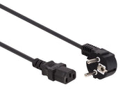 Strømkabel - CEE7/7 90° han > C13 (3pol AC hun) Sort (2,5m)