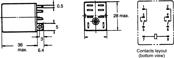Heavy duty relæ - 24VAC / 10A, 2 x skifte (DPDT)