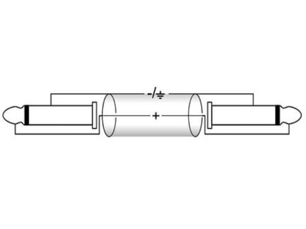 Prof. audiokabel - 2 x 6,35mm mono JACK han, Sort (6m)