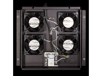 Serverkøler til gulv-rackskab - 4 blæsere m. termostat, Sort
