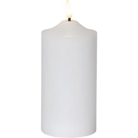 LED bloklys 3D flamme 17cm hvid