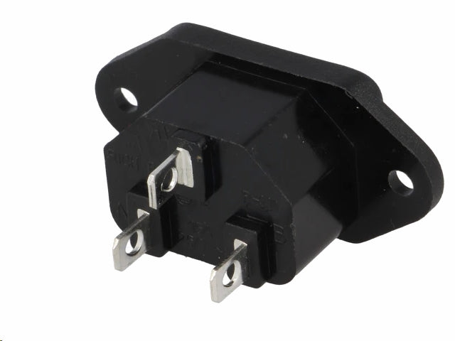 Apparatfatning - 3pol C14 han, Sort (4,8mm spadestik)