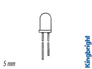 5mm LED - Rund, Rød diffus (3mcd 40°)