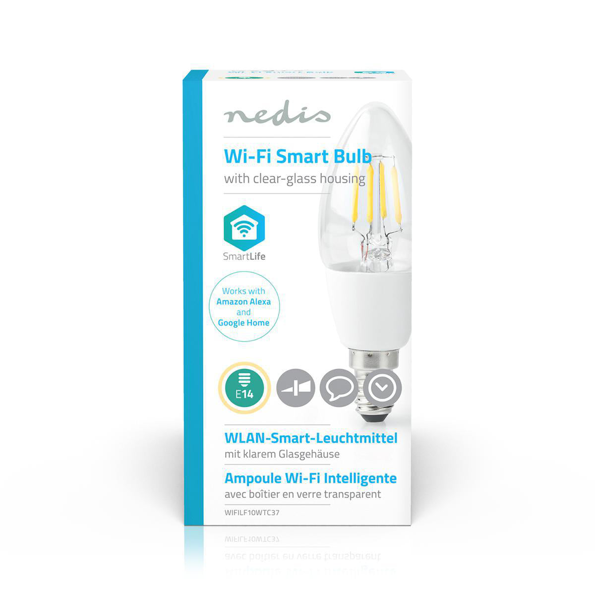 Wi-Fi Smart LED-pære - E14, C37, 5W, 400 lm, Hvid