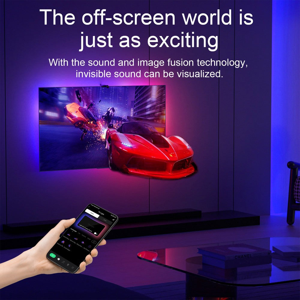 5m TV LED strip med TV-kamera - passer til 70-85' TV, 18W, 30 LED/m