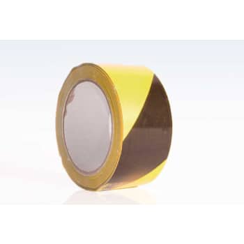 Roliba advarselstape, gul/sort, 33 my, 50 mm x 66 m