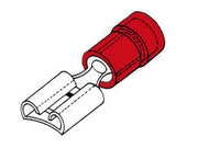 Rød kabelsko - Spadefatning 6,3mm hun 0,4-1,4mm² (100 stk.)