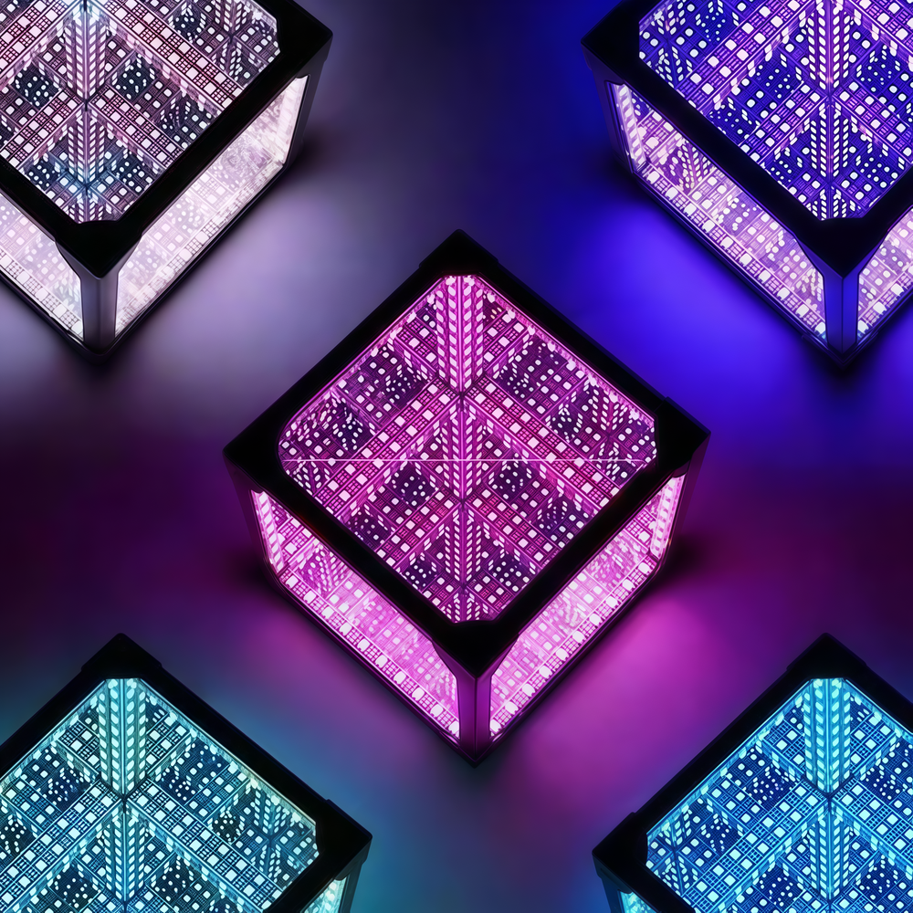 Infinity Cube 15x15 RGBIC - 3D lys effekt med fjernbetjening og USB-tilslutning - 8W, 5V input, 600lm.