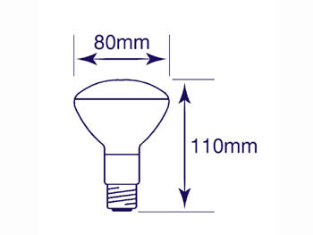 R80 spotpære - 60W / 230V, E27, GUL