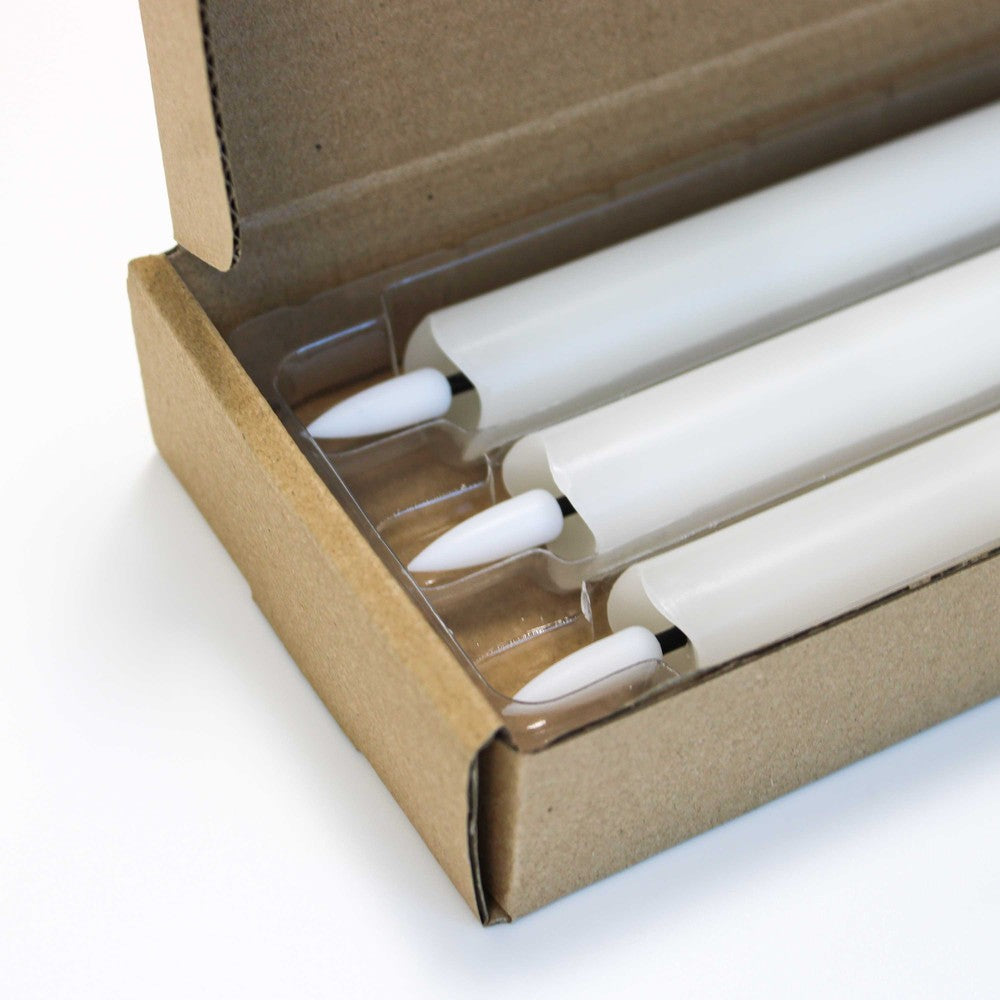 3-pak LED stearinlys med flammeeffekt, Ø2,2cm, Højde: 24,5cm, kronelys, fjernbetjening, timer, batteridrevet