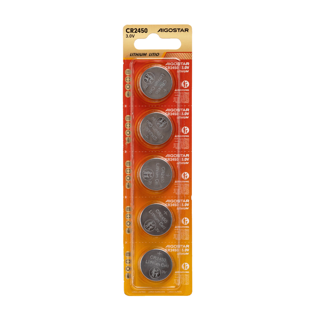 Knapcellebatteri CR2450 3V-5B med 3 års producentgaranti