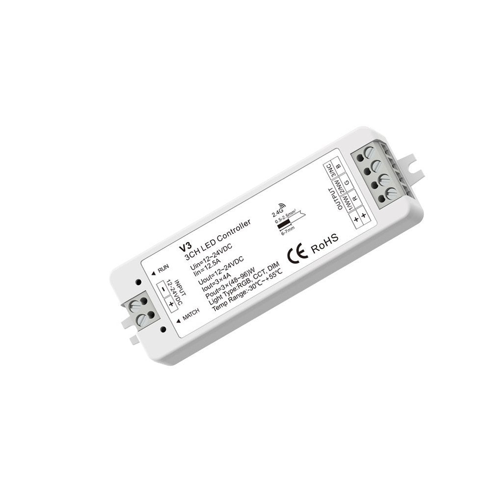 LEDlife rWave RGB-controller - 12V (144W), 24V (288W) Indgang: 12V-24V