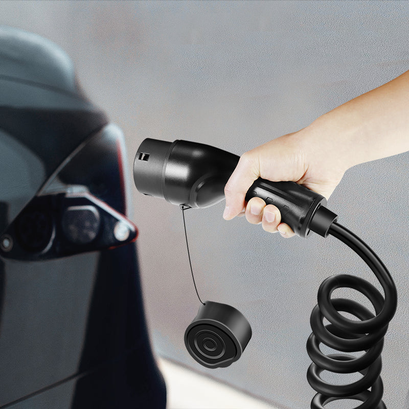 Spiral ladekabel til elbil - 22kW, 32A, 3-faset, type 2 (5m)