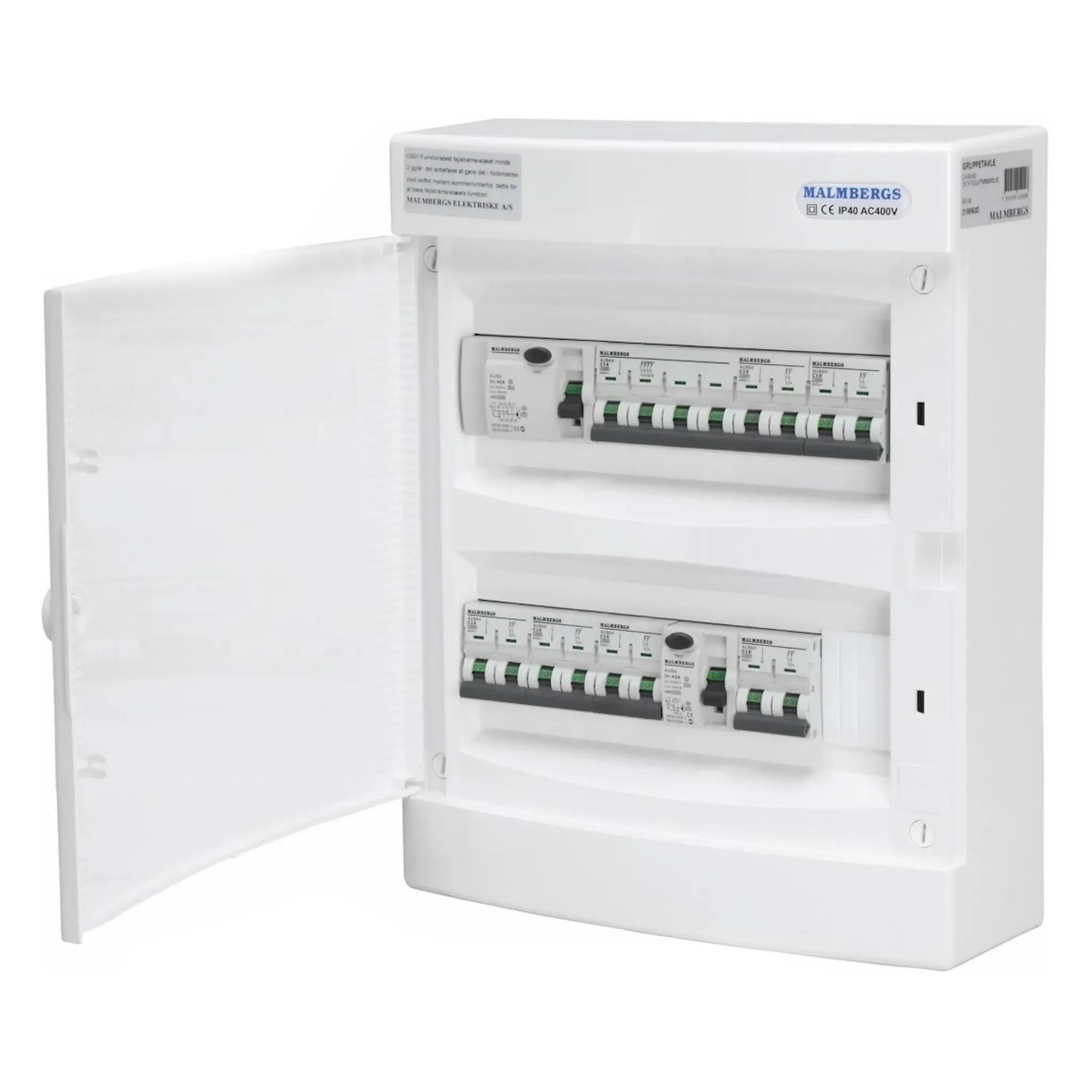 Færdigmonteret gruppetavle – 1x16A 3P+N + 6x10A 1P+N