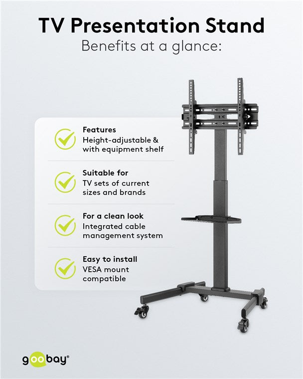 Rullebord m. TV beslag - 37-70" vipbar/højdejustering