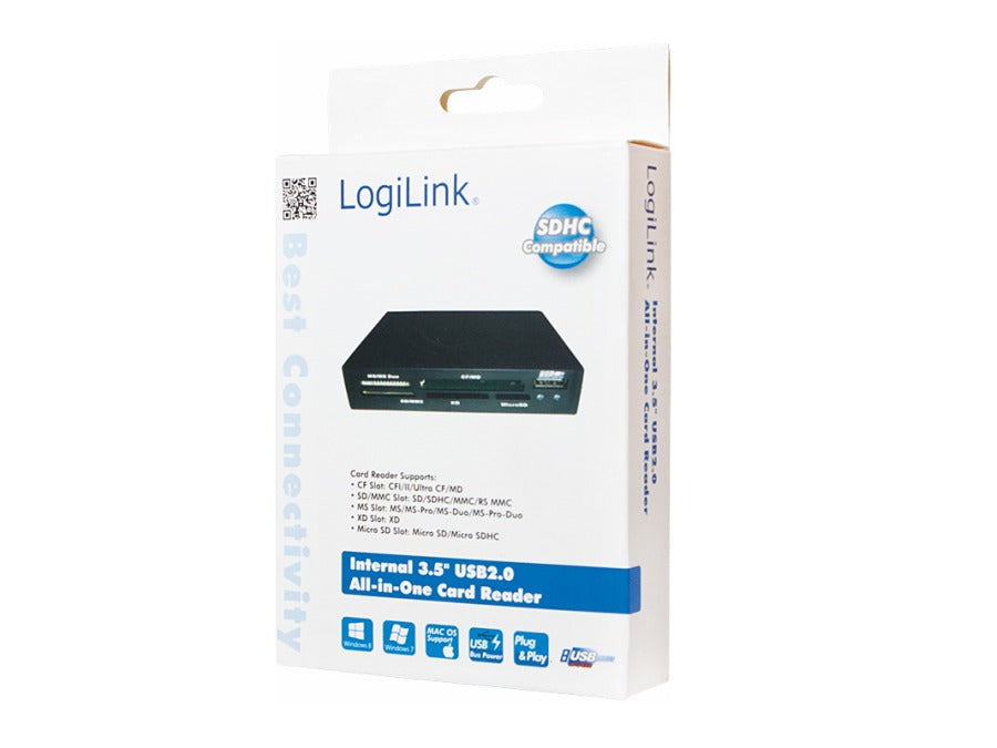 USB 2.0 kortlæser - All-in-One, Intern 3,5" kabinet