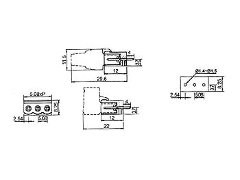 Printfatning til indstik skrueterminal - 3P han 5,08mm