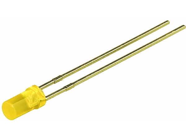 3mm LED - Flad top GUL diffus (8mcd 100°)