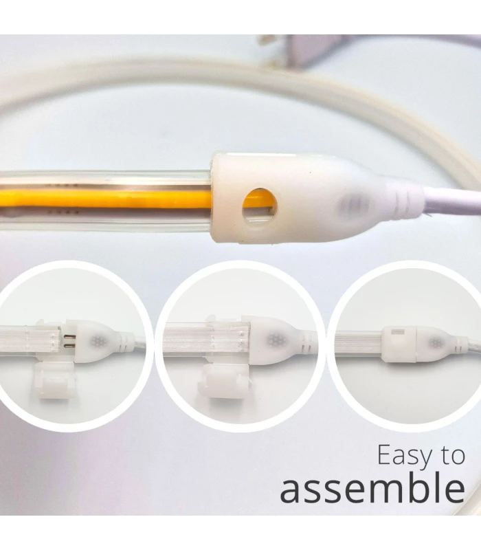 5 m. vandtæt COB strip - 230V, IP67, 360 LED, 10W